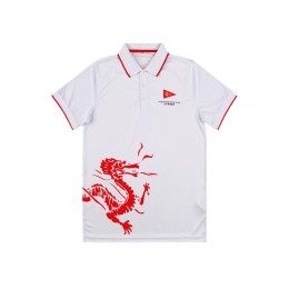 Order white short-sleeved Polo shirt, club uniform, yacht club, printed LOGO, contrasting sleeve edges P1578 Order white short-sleeved Polo shirt, club uniform, yacht club, printed LOGO, contrasting sleeve edges P1578